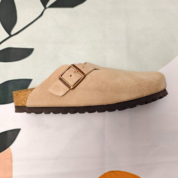 NWT - Women's Latte Cream Suede Birkenstock Boston Shoes - Narrow Fit - Picture 5 of 5